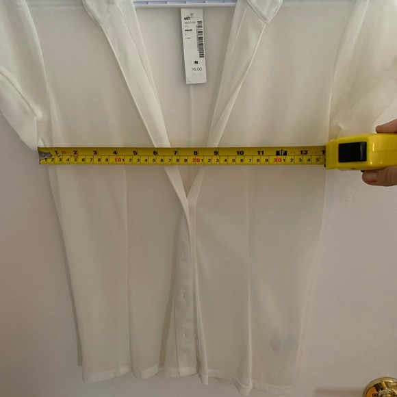 [M]👚SMART SET off-white sheer button up - Picture 8 of 8